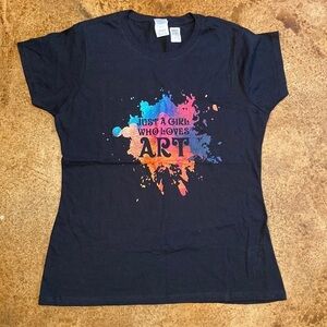 PORT & Company Just a girl who loves‎ Art black women’s cut t shirt
